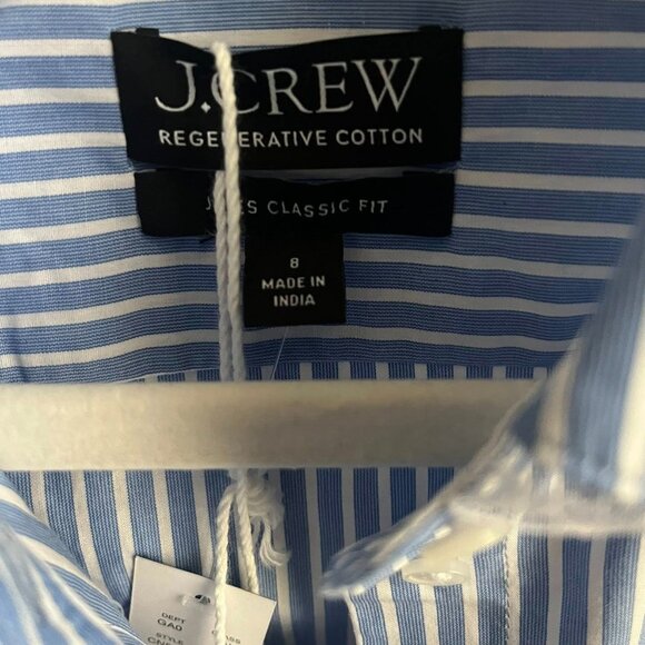 J.Crew Jules Club-Collar Shirt in Striped Cotton Poplin Size 8 NWT - Picture 7 of 8